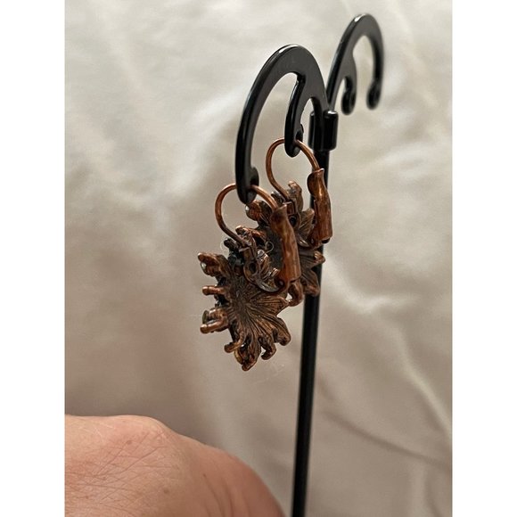 Vintage Colorful Resin Rhinestone Floral Design Pierced Earrings - Picture 6 of 12